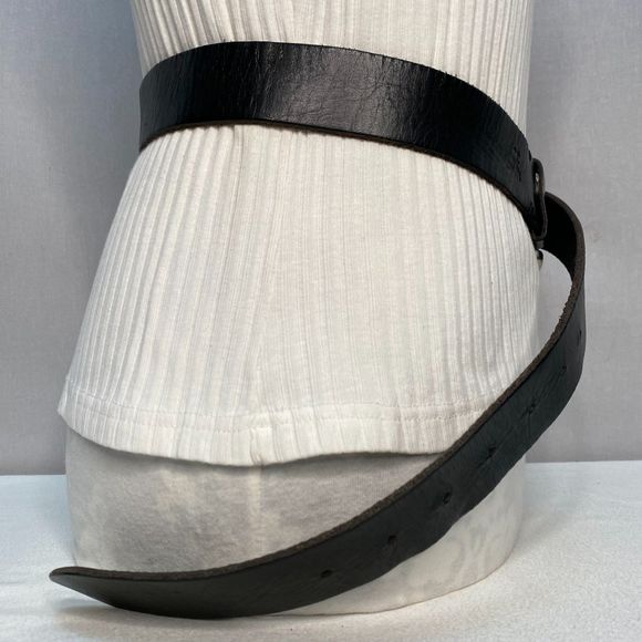 American Eagle Genuine Leather Belt Unisex Size XL Basic Black Distressed - Picture 2 of 11